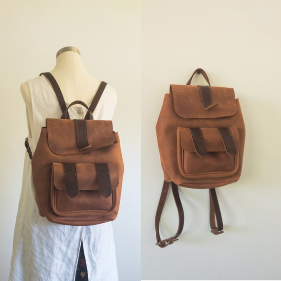 Two Tone Leather Backpack • Brown Leather Backpack