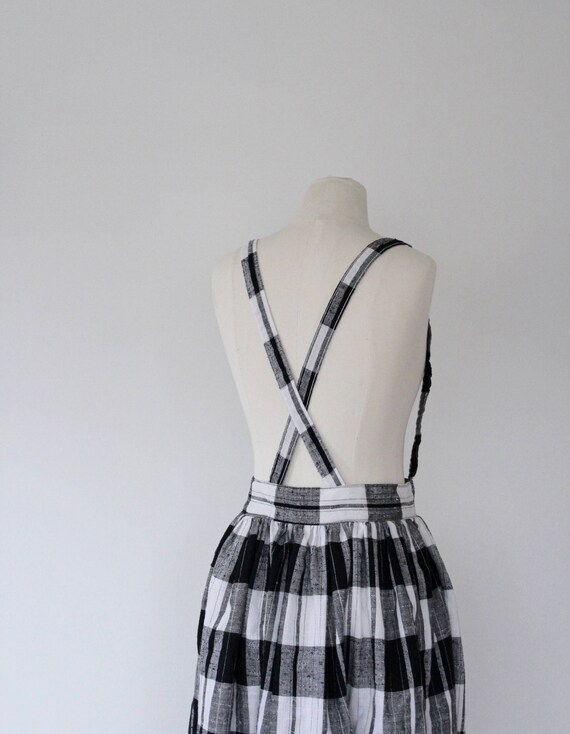 buffalo plaid suspender skirt