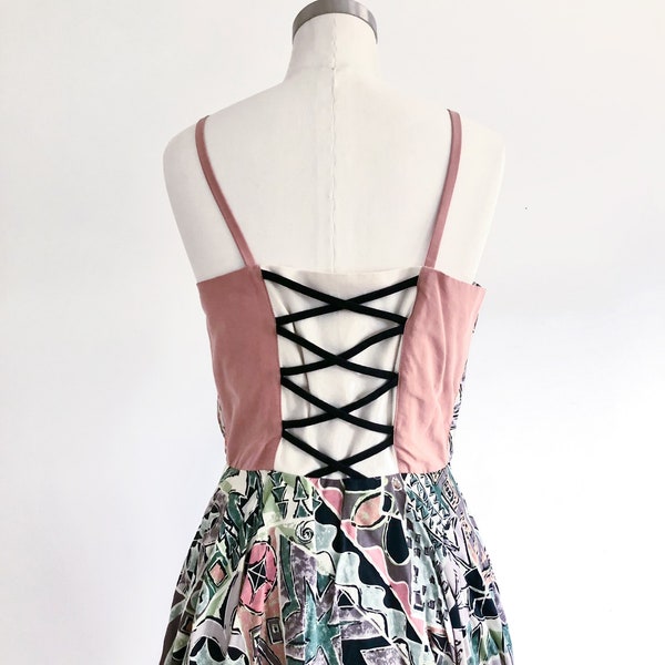 90s Corset Dress - Peplum Dress