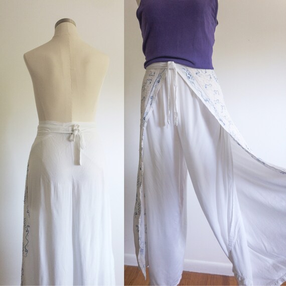 Wrap Pants • 1990s Rayon Pants • 90s Harem Pants •