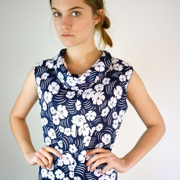 1970's Nautical Navy Blue Dress