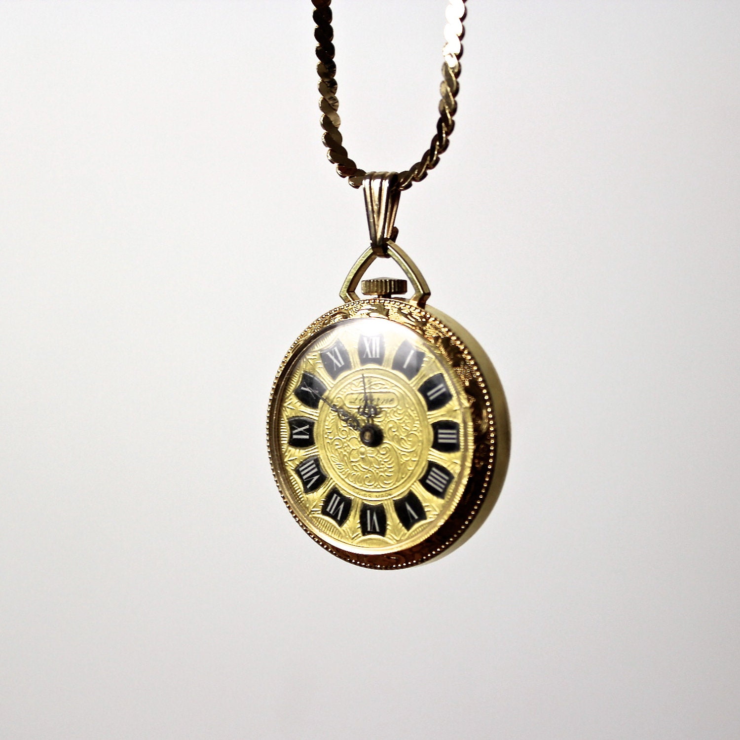 Pocket Watch Necklace Lucerne Watch Necklace Etsy