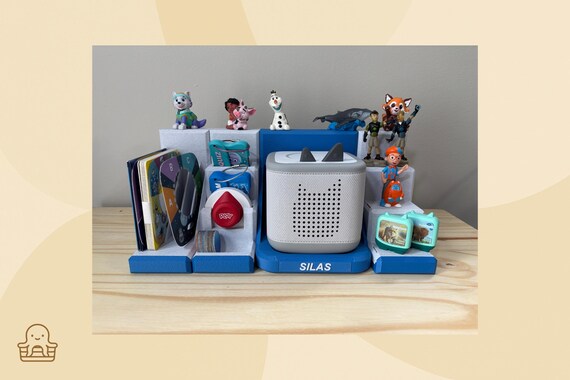 Generisch Étagère/station d'accueil pour votre Toniebox, rangement de figurines pour Tonie Box pour l'ordre et une vue d'ensemble dans la chambre d'enfant, support avec bande magnétique (blanc