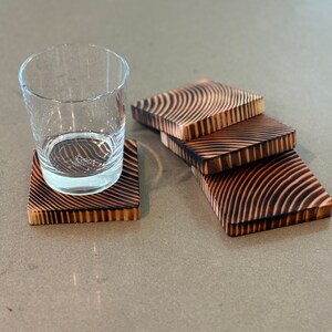 Modern Burned Wood Coasters - Handmade & Unique