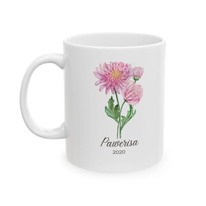 Birth Flower Personalized Mug - November, Coffee Cup, Mothers Day Gift, Personalized Birth Month Flower Ceramic Mug,  Birthday Gift Mug