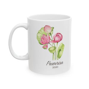 Birth Flower Personalized Mug - July, Custom Coffee Cup, Mothers Day Gift, Personalized Birth Month Flower Ceramic Mug, Birthday Gift Mug
