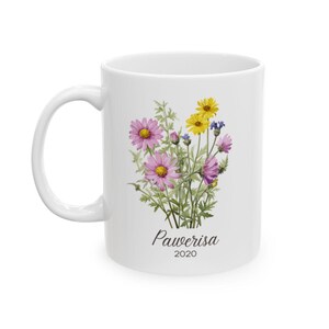 Birth Flower Personalized Mug - April, Custom Coffee Cup for Mothers Day Gift, Ceramic Mug, Personalized Birth Month Flower Coffee Mug