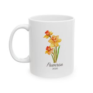 Birth Flower Personalized Mug - December, Custom Cup, Mothers Day Gift, Personalized Birth Month Flower Ceramic Mug, Birthday Gift Mug
