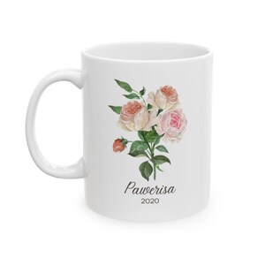 Birth Flower Personalized Mug - June, Custom Coffee Cup, Mothers Day Gift, Personalized Birth Month Flower Coffee Cup, Ceramic Birthday Mug