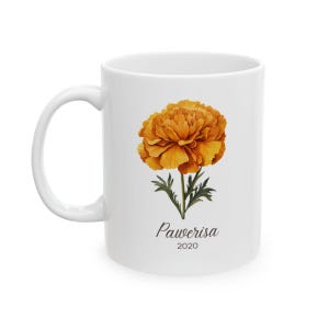 Birth Flower Personalized Mug - October, Coffee Cup, Mothers Day Gift, Personalized Birth Month Flower Ceramic Mug, Birthday Gift Coffee Mug