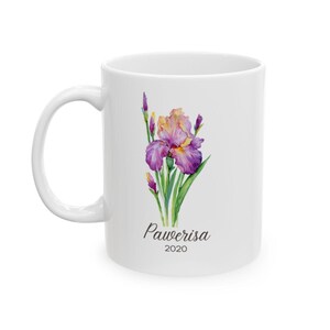 Birth Flower Personalized Mug - February, Custom Coffee Cup, Gift for Her Him, Mothers Day Gift, Personalized Birth Month Flower Coffee Mug