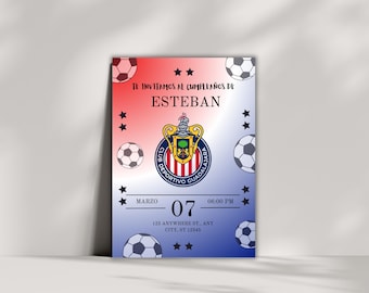 Invitacion digital de Chivas para cumpleaños - Editable - Instant download