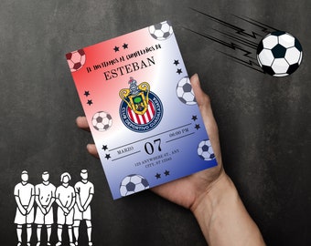Invitacion digital de Chivas para cumpleaños - Editable - Instant download