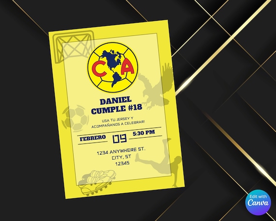 Club de Fútbol América Birthday Invitation - Editable, Printable (Digital Download)