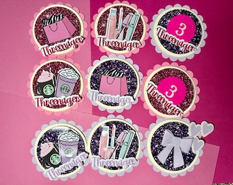 Little Miss Threenager Cupcake Toppers: Diva Coffee Lover Theme
