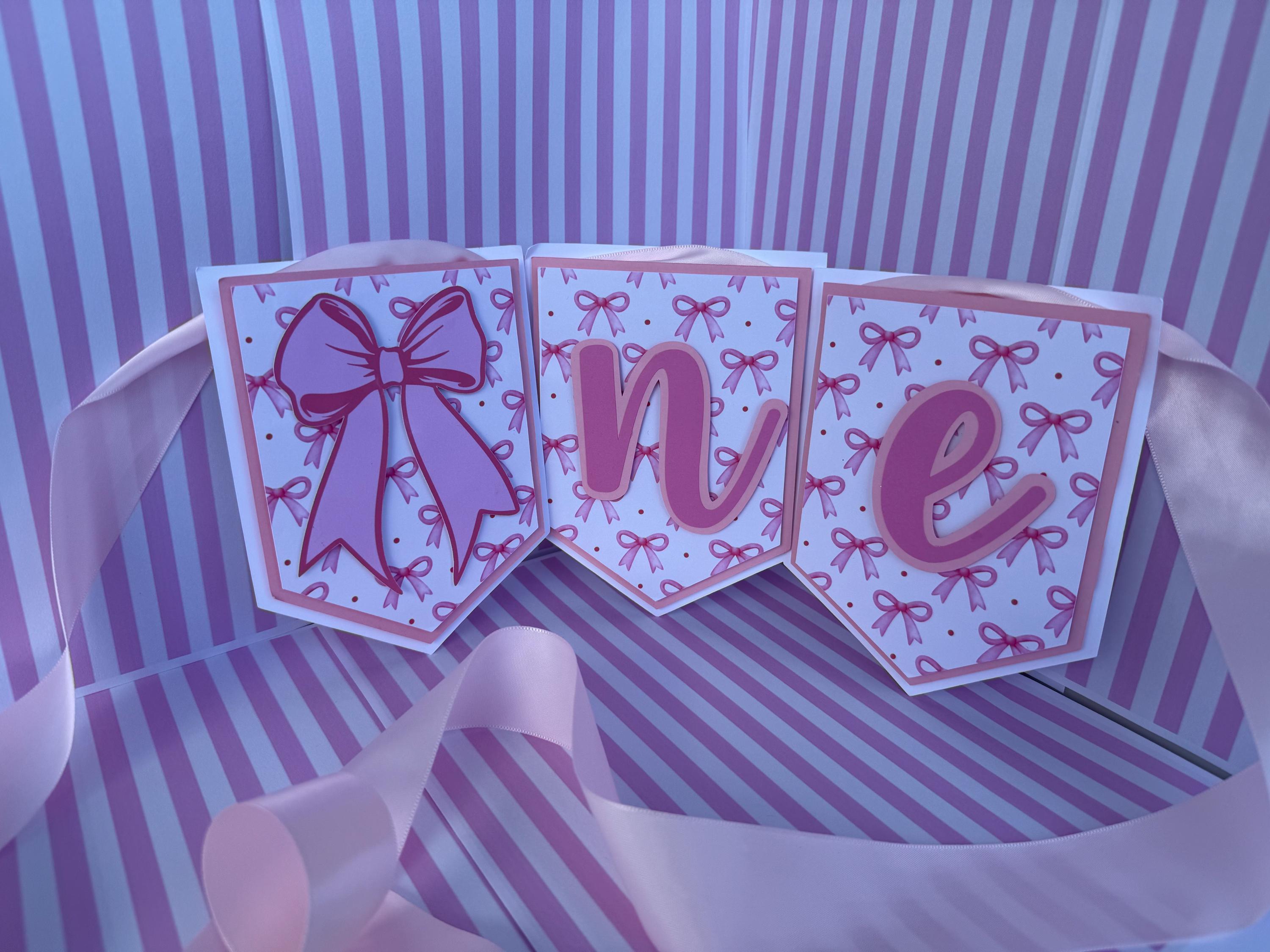 Pink Bow High Chair First Birthday Banner, Coquette Banner First ...