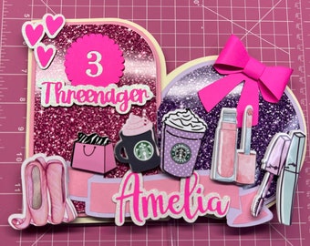 Little Miss Threenager Cake Topper: Coffee & Diva Theme
