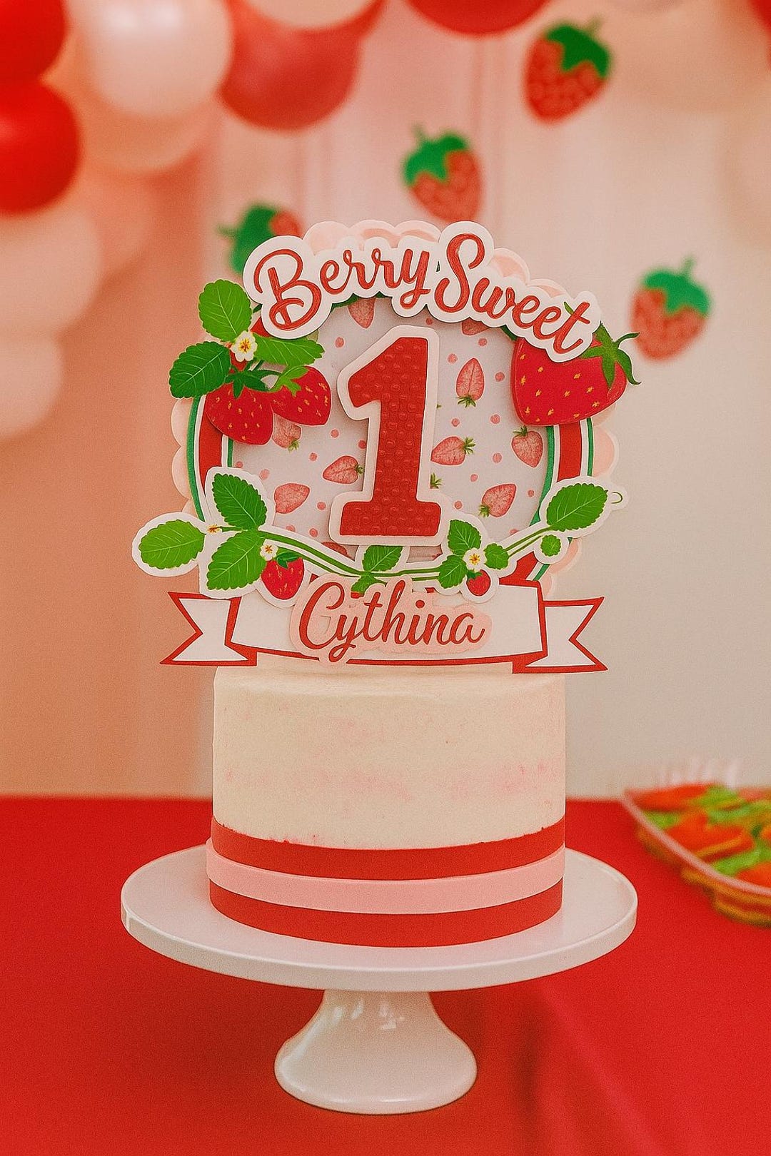 Berry Sweet Cake Topper First Birthday Girl First Birthday Cake Topper ...