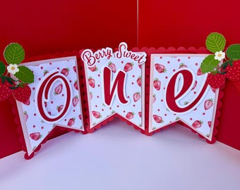 Beere Erster Geburtstag Kinderhochstuhl Banner: Erdbeere Party Dekor