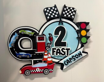 two fast cake topper race car cake topper formula cake topper speed race paper decor race car cake decor