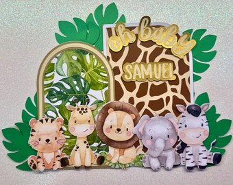 Safari Animal Cake Topper: 3D Jungle Baby Shower Decor