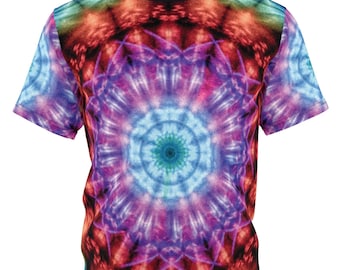 Tie Dye Style Unisex T-Shirt - Psychedelic Rainbow Kaleidoscopic Mandala Hippie Chic Unisex Tee -  Festival / Street wear