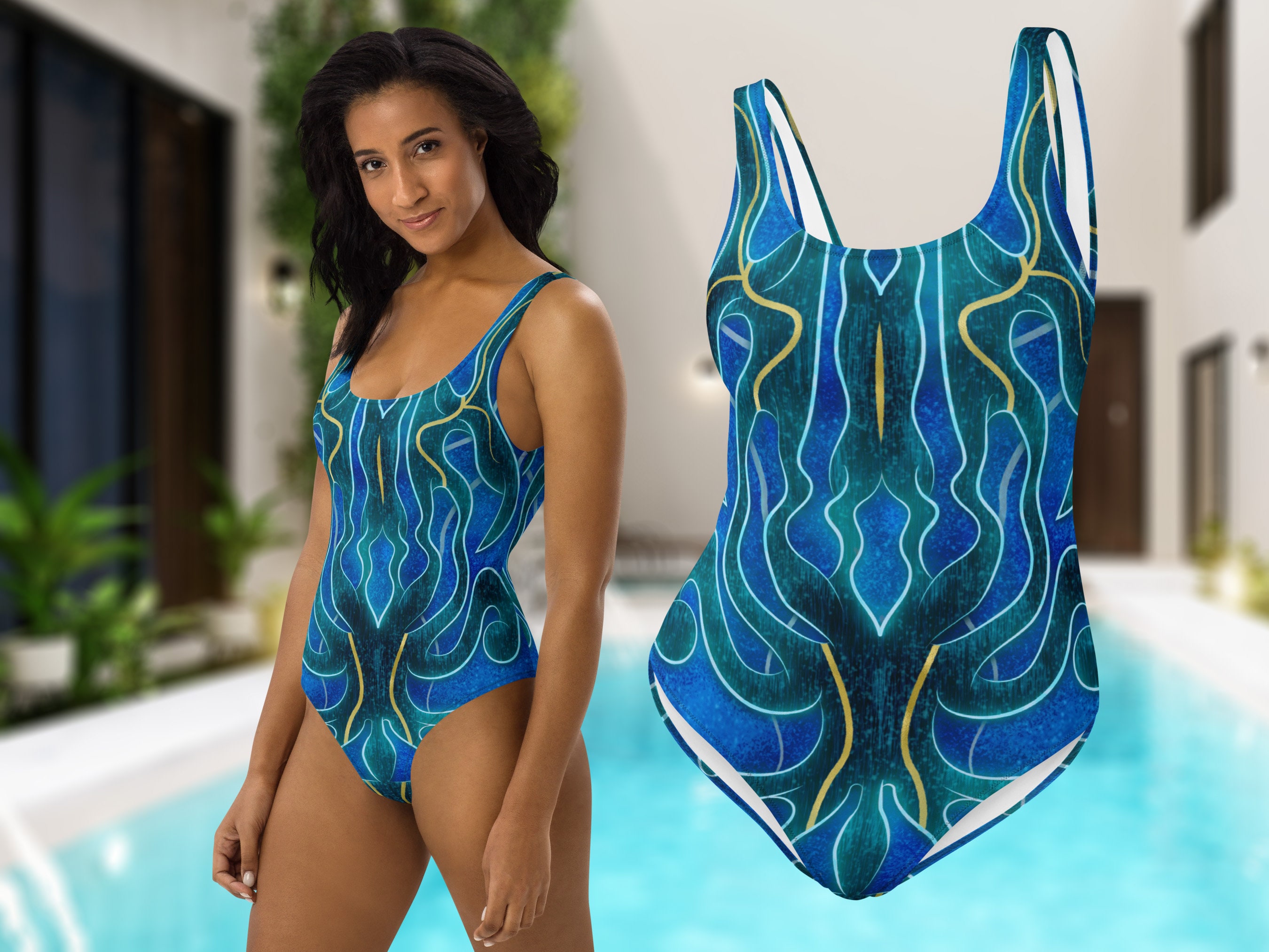 Blue monokini deals