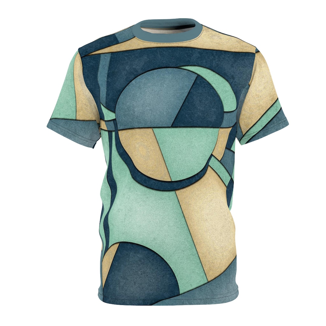 Unisex Abstract Geometric T-shirt | All-over Print Retro Art Tee in ...