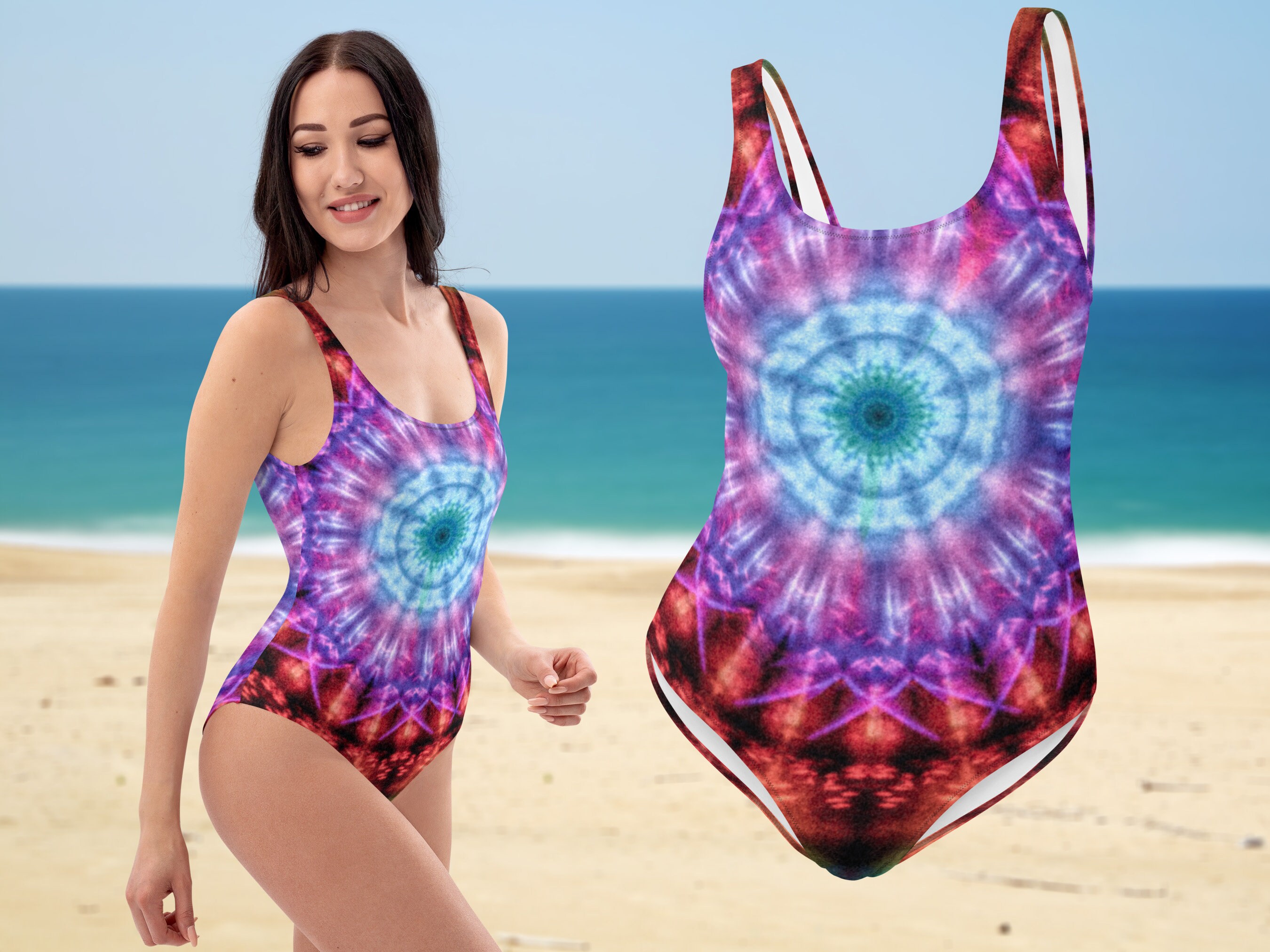 Jungle Hippie Psychedelic Trippy One Piece Swimsuite