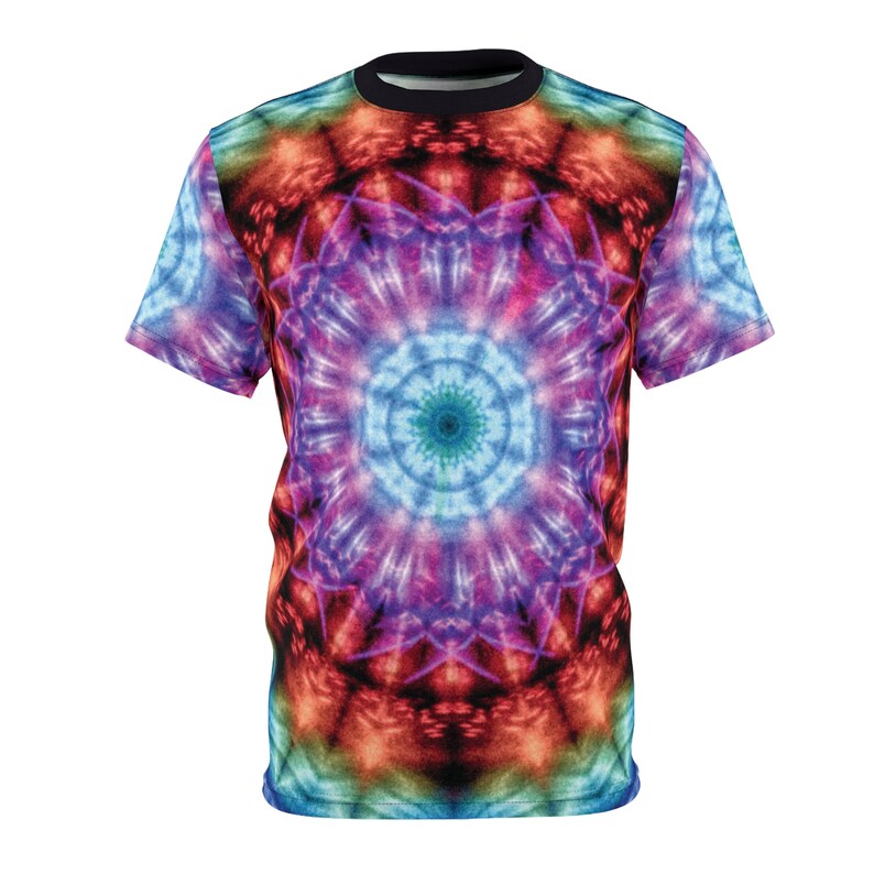 Tie Dye Style Unisex T-Shirt Psychedelic Rainbow Kaleidoscopic Mandala Hippie Chic Tee Men's & Women's Festival / Street wear image 3