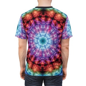 Tie Dye Style Unisex T-Shirt Psychedelic Rainbow Kaleidoscopic Mandala Hippie Chic Tee Men's & Women's Festival / Street wear image 8