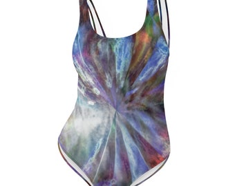 Abstract Geometric Grunge One Piece Swimsuite