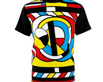 Unisex Abstract Geometric T-Shirt - Primary Color De Stijl / Neoplasticism Style Design All Over Print Tee