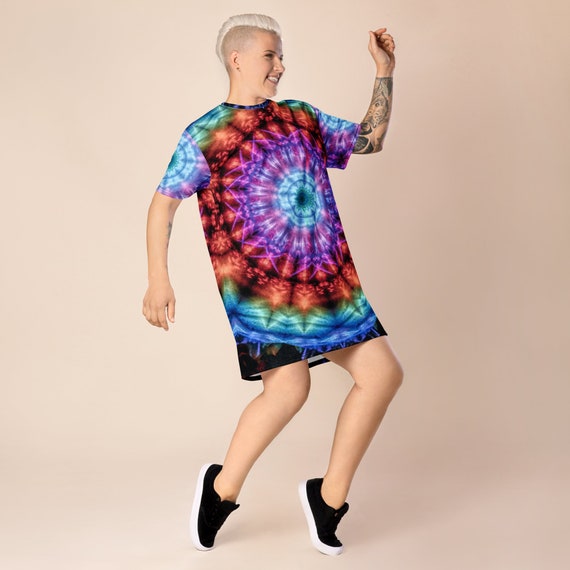 open lace back dress Funky Fusion Tie-Dye Oversized Shirt Dress  Farog