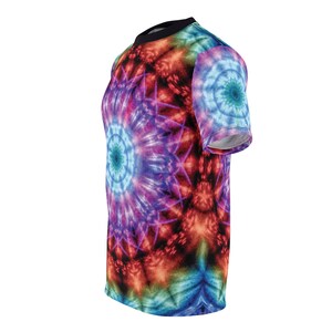 Tie Dye Style Unisex T-Shirt Psychedelic Rainbow Kaleidoscopic Mandala Hippie Chic Tee Men's & Women's Festival / Street wear image 4