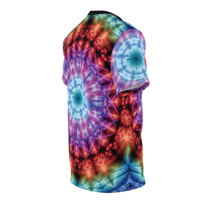 Tie Dye Style Unisex T-Shirt Psychedelic Rainbow Kaleidoscopic Mandala Hippie Chic Tee Men's & Women's Festival / Street wear image 6