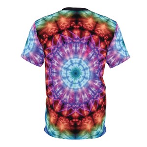 Tie Dye Style Unisex T-Shirt Psychedelic Rainbow Kaleidoscopic Mandala Hippie Chic Tee Men's & Women's Festival / Street wear image 5