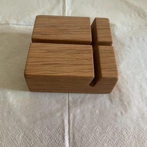 Tischkartenständer Tischblock Gästekarten Sockel Eiche geölt 80x80x30mm