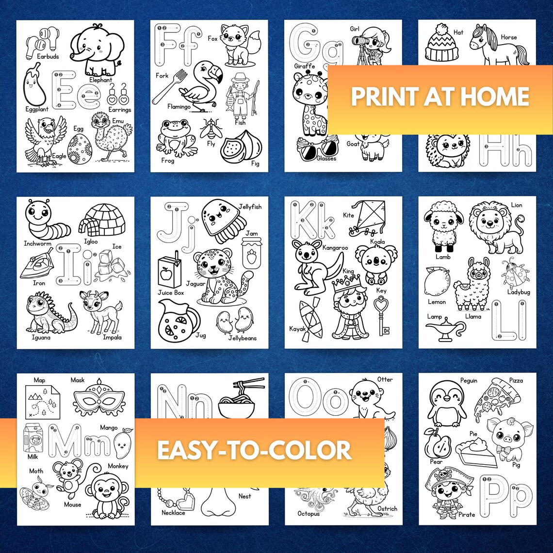 26 Alphabet Printable Coloring Pages for Kids, Easy and Fun ABC ...
