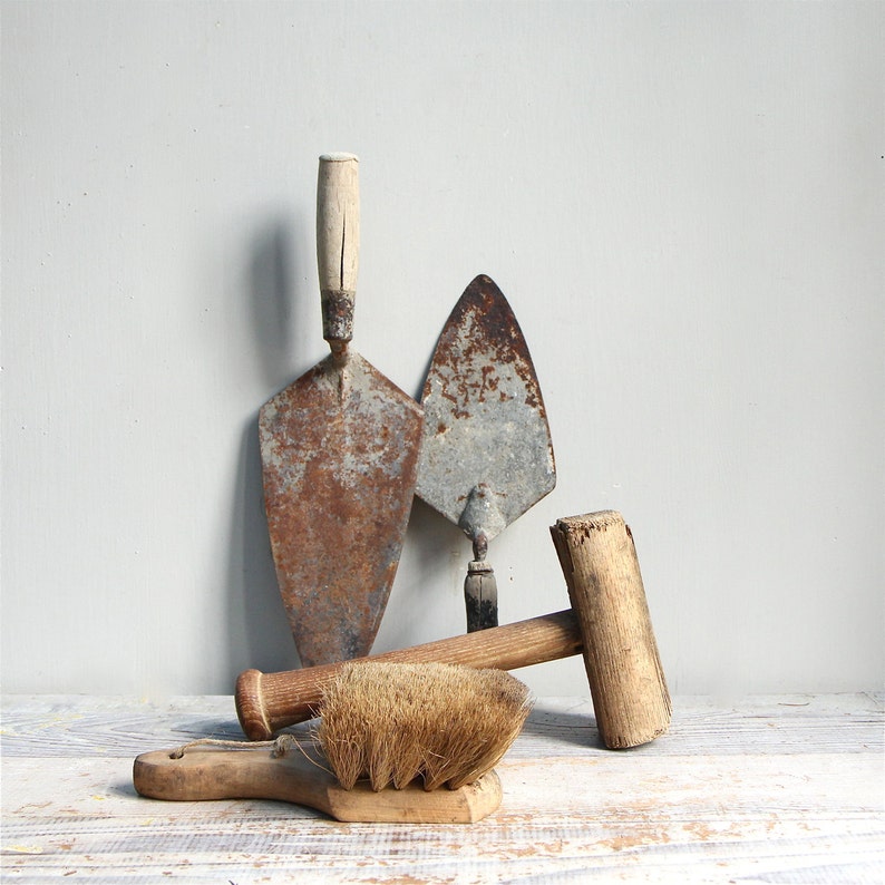 Vintage Masonry Tools / Bricklaying Industrial Home Decor Etsy
