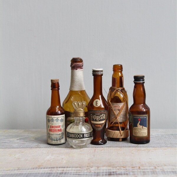 Vintage Liqueur Bottle Collection - Amber Glass