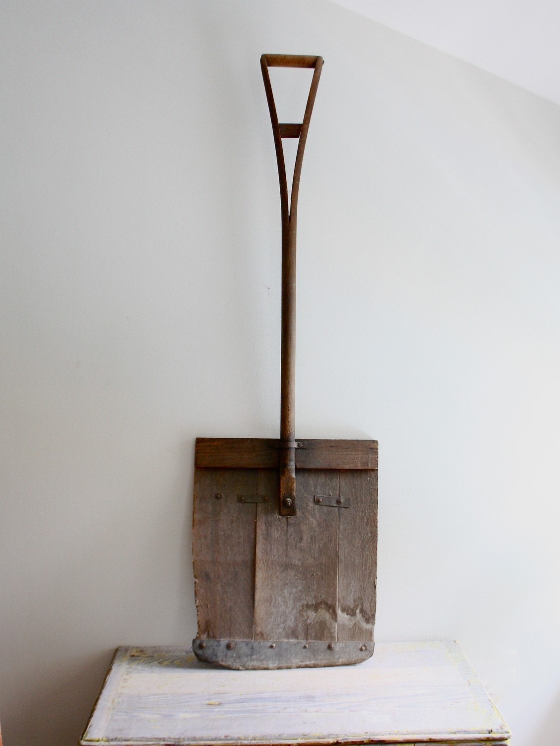 Huge Primitive Wood Snow Shovel Etsy
