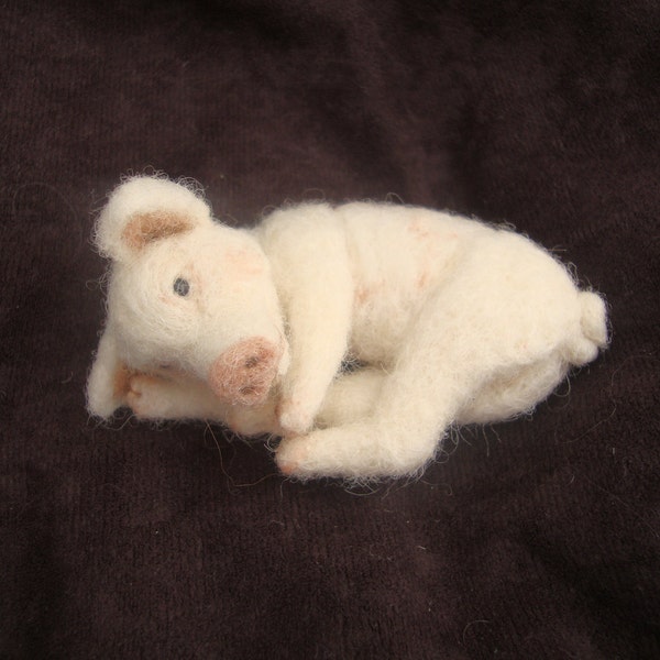 Needle Felted Miniature Pig Piglet OOAK