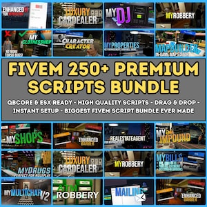 FiveM 250+ Premium Scripts Mega Bundle | High Quality | ESX & QBCore Ready | Optimized Drag and Drop | Server Friendly Collection
