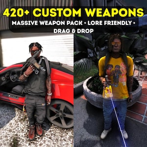 FiveM Ultimate Gun Pack Pack de 420+ armes personnalisées | Sans marque | Prêt pour le FiveM | Optimisé | Pack glisser-déposer de haute qualité | Respectueux des traditions |