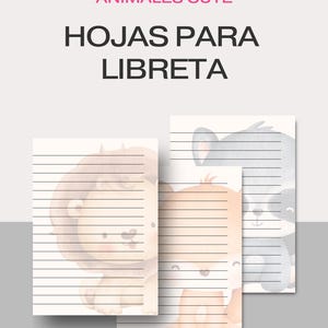 Hojas para libretas, Hojas para libretas de Animales Cute, Hojas para Libreta canva, Hojas de cuaderno, Hojas A4, 9 Hojas para cuaderno