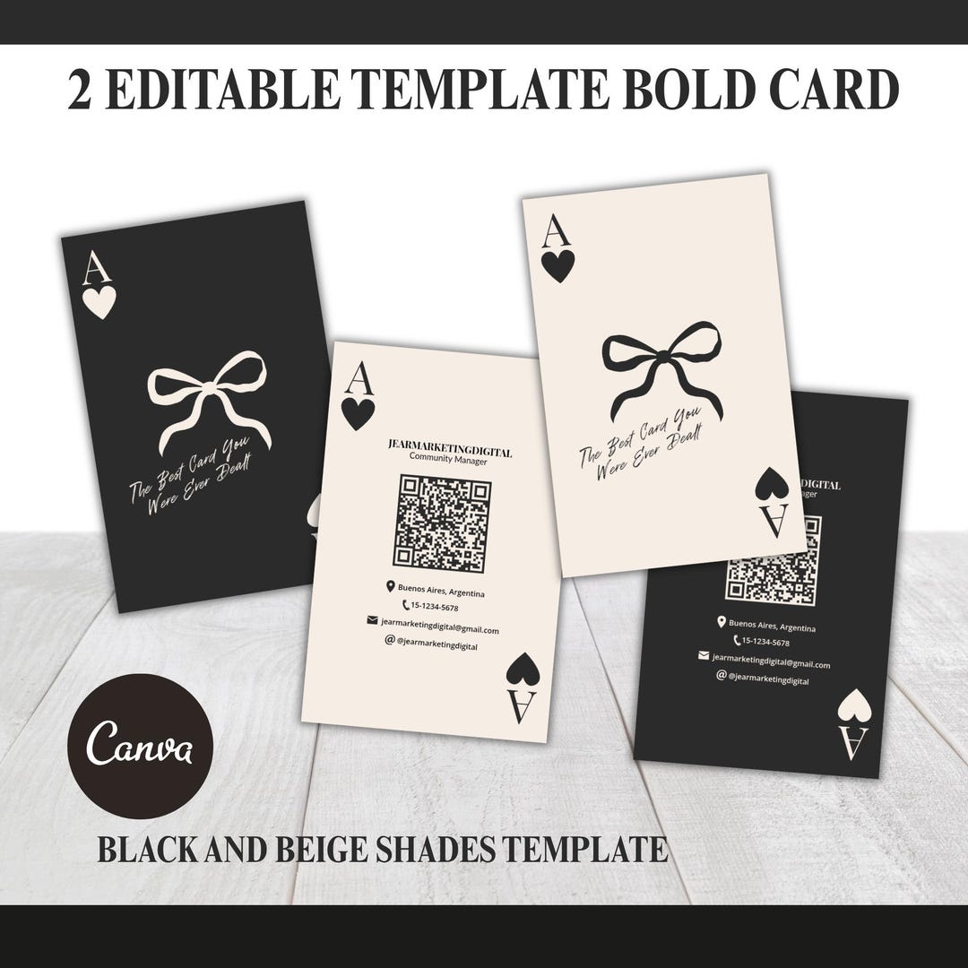 Bold Card Business Card Template | Editable Canva Business Card ...