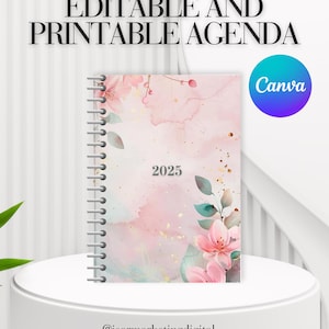 Editable 2025 Agenda, Editable Perpetual Agenda, Editable Agenda in Canva, Planners, Instant Download Agenda, Printable Agenda