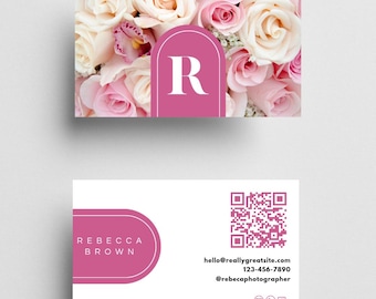 Editable Business Card Template QR Code, Instant Download Business Card Canva Template