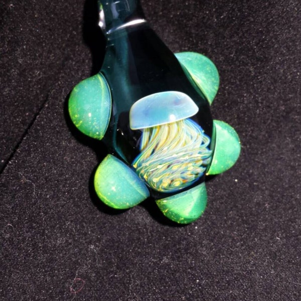 Qualle mit Slyme Boro Glas Anhänger Halskette Handgeblasenes lampwork